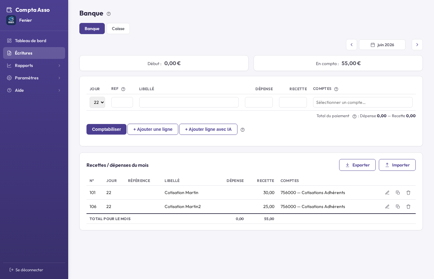 Saisie rapide des écritures comptables